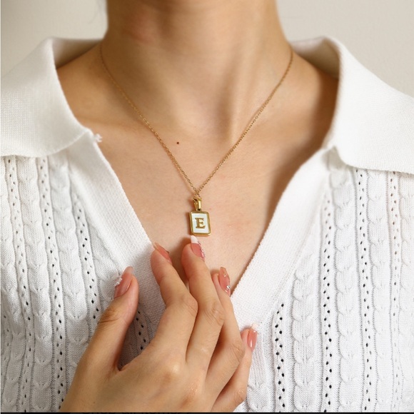 Letter Necklaces, on White Shell Gold Plated Pendant Necklace - Picture 2 of 15